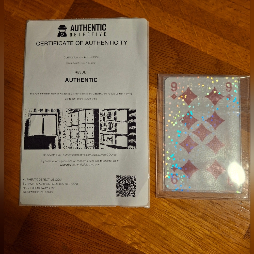 New Louis Vuitton Playing Card, Paris Exclusive 9 of Diamonds With COA